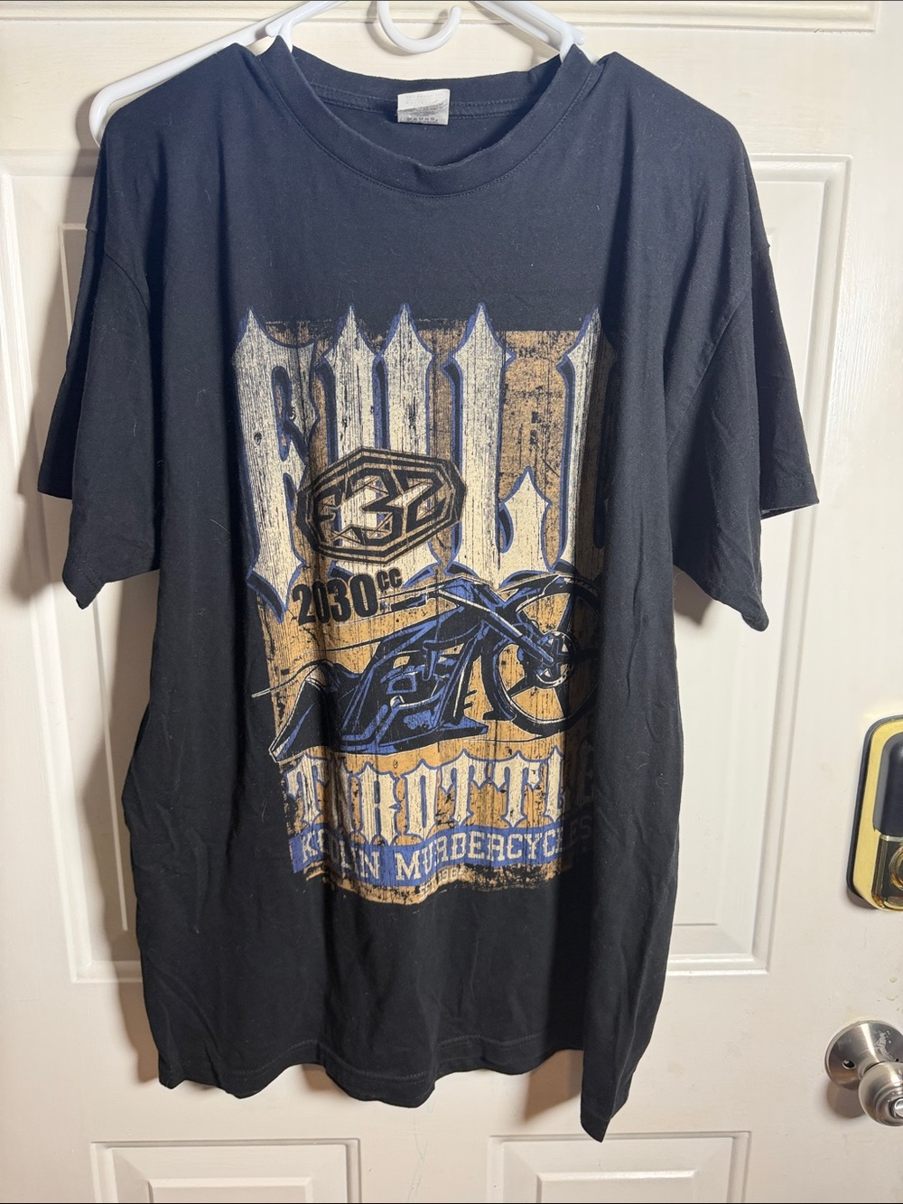 Men's Black Graphic Motorcycle T-Shirt - Unbranded